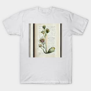 Biology Floral flowers in book, unique detailed print. v2 T-Shirt